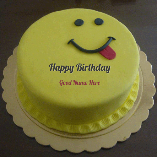 Yellow Birthday Cake With Smiley Face